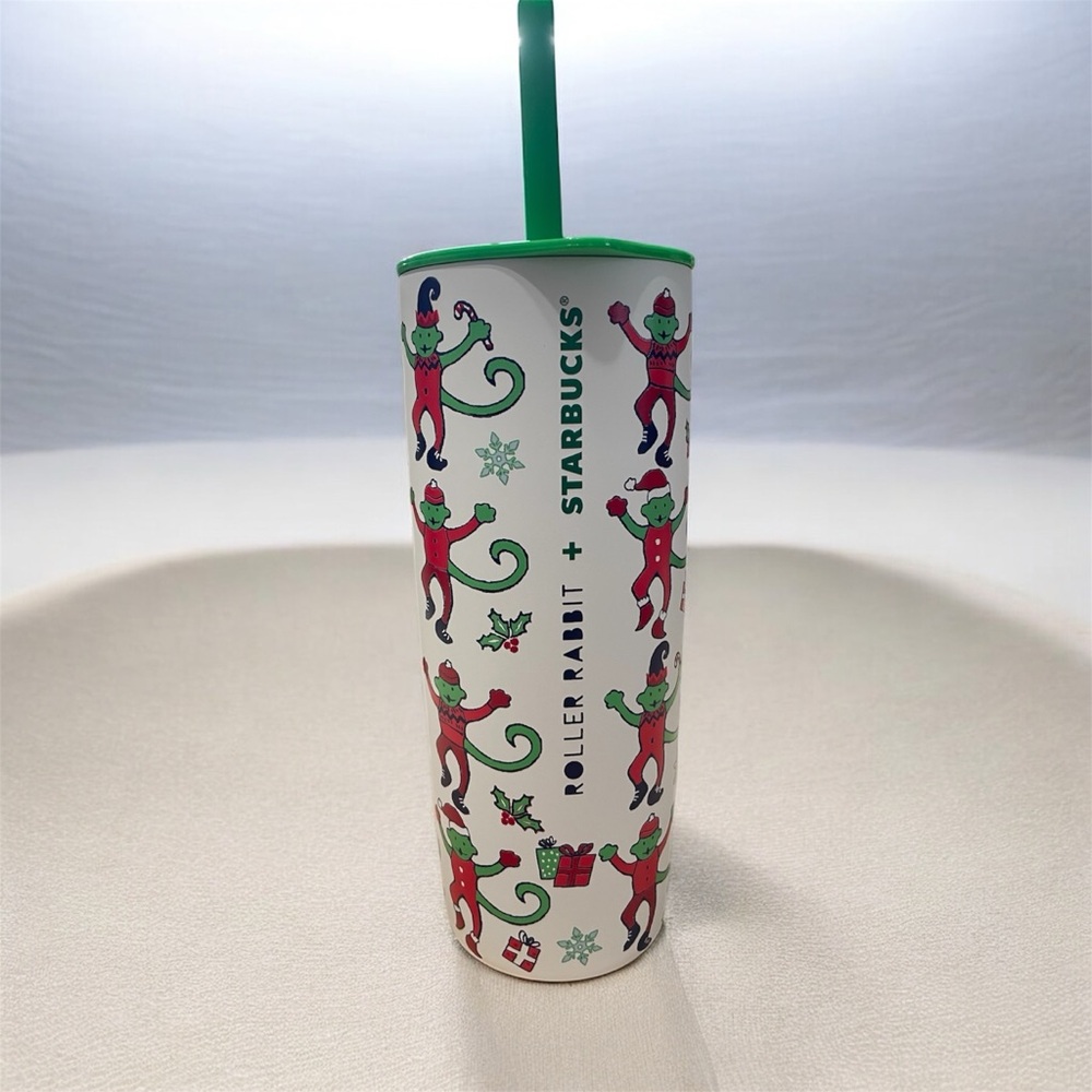 NEW Roller Rabbit x Starbucks Red and Green Tumbler